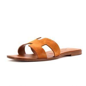 Hermes Women's Oran Sandals Suede Brown